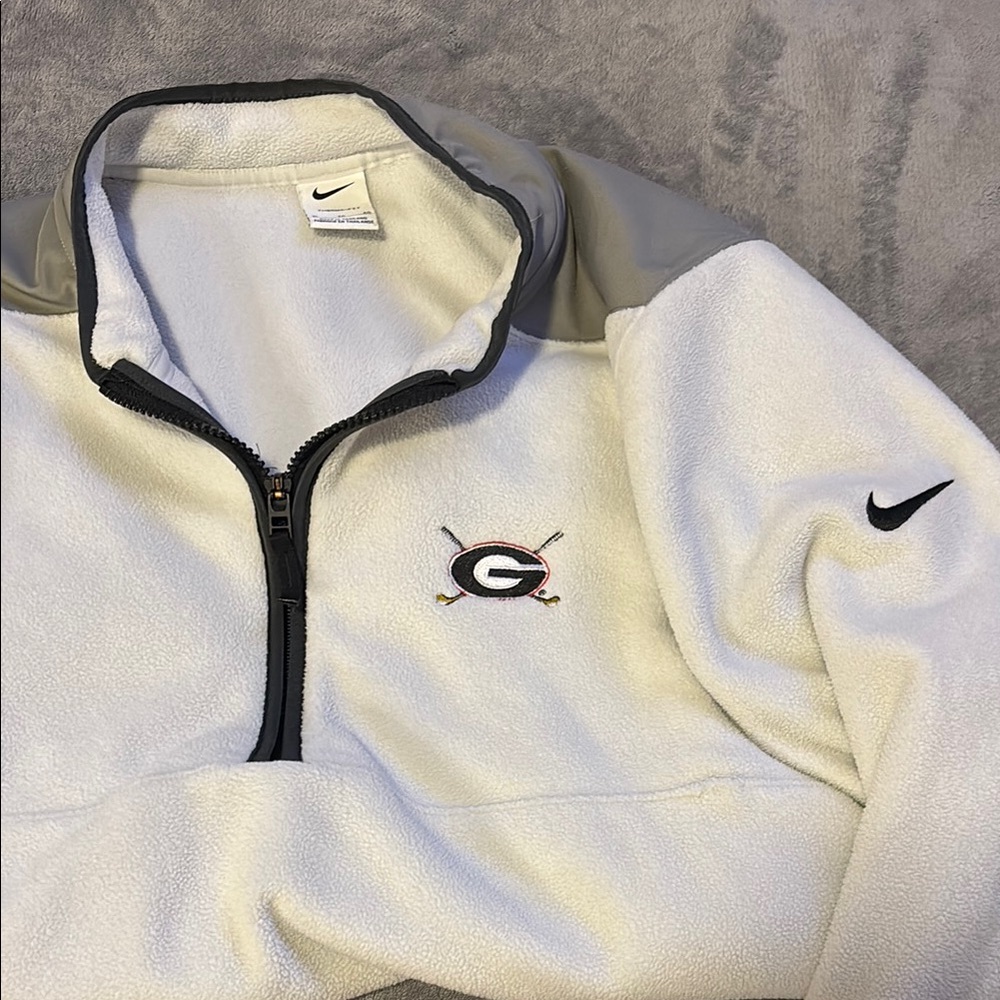 Nike White and Gray Sporty Fleece Jacket